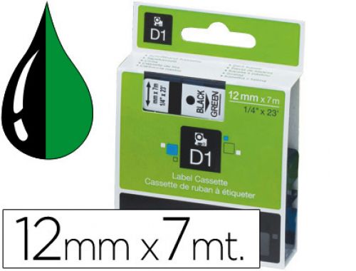 Fita dymo d1 preto-verde 12 mm x 7 mt , Dymo , 18607 , 5411313450195